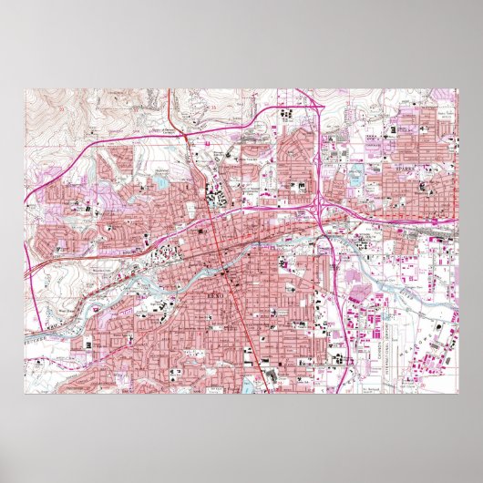  kaart van Reno Nevada (1967) Poster (Voorkant)