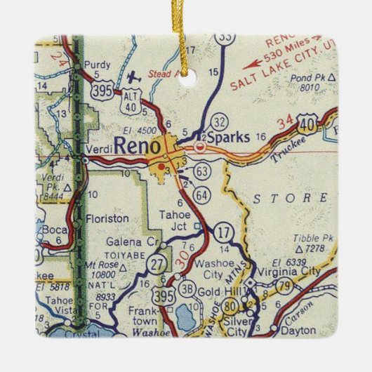  kaart van Reno Nevada Keramisch Ornament (Voorkant)