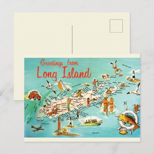 Kaart van Retro Long Island (Voorkant / Achterkant)