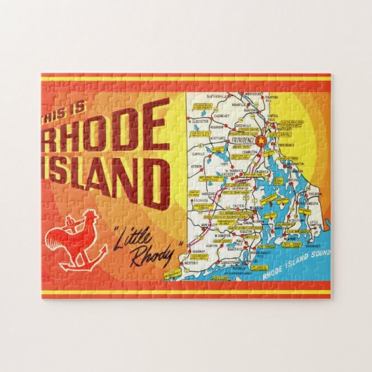 Kaart van Rhode Island 11 x 14 Puzzel (Horizontaal)
