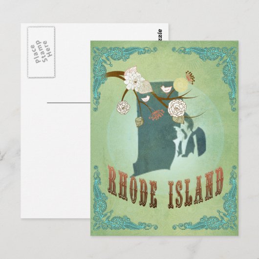 Kaart van Rhode Island - Groen (Voorkant / Achterkant)