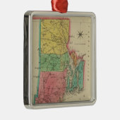 Kaart van Rhode Island Metalen Ornament (Rechts)