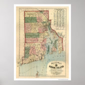 Kaart van Rhode Island & Providence Plantations Poster (Voorkant)