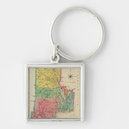 Kaart van Rhode Island Sleutelhanger (Voorkant)