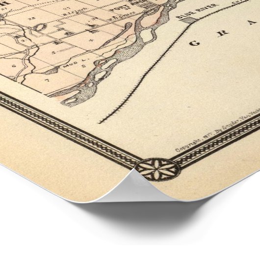 Kaart van Richland County, staat Wisconsin Poster (Hoek)