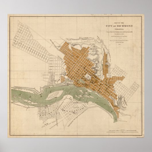  kaart van Richmond VA (1864) Poster (Voorkant)