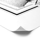 kaart van Richmond Virginia (1884) BW Poster (Hoek)