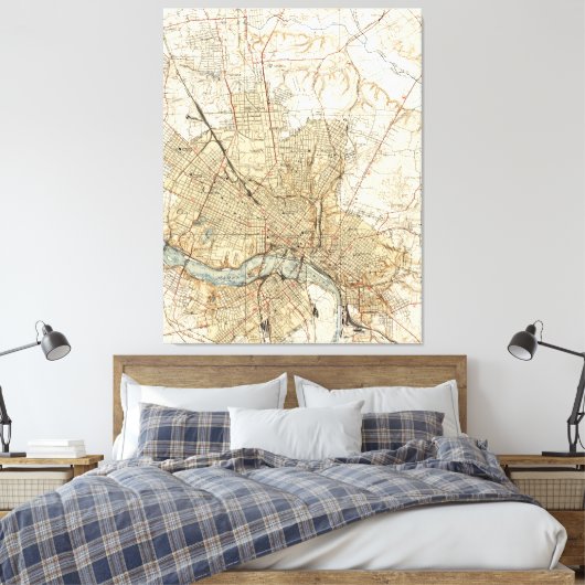 kaart van Richmond Virginia (1934) Canvas Afdruk (Insitu (Slaapkamer))