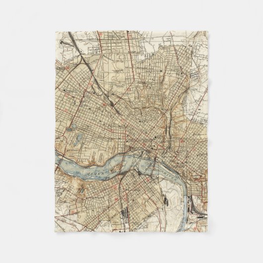  kaart van Richmond Virginia (1934) Fleece Deken (Voorkant)