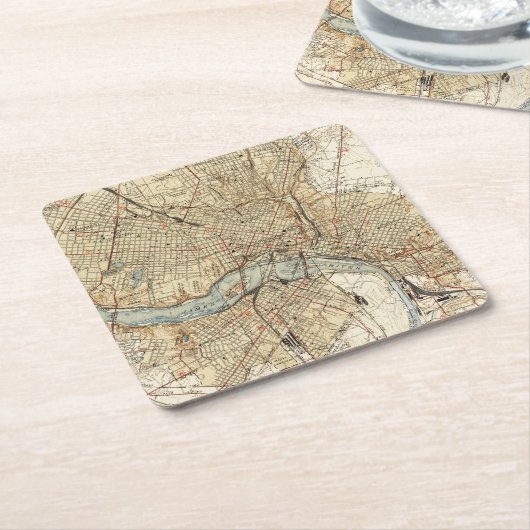  kaart van Richmond Virginia (1934) Kartonnen Onderzetters (Schuin)