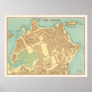 kaart van Rio de Janeiro Brazilië (1858) Poster