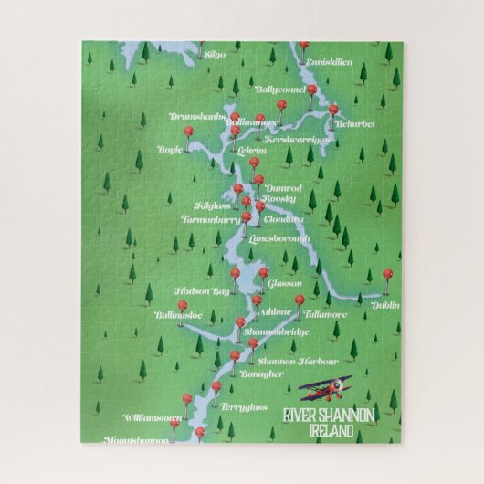 Kaart van rivier de Shannon Ierland Legpuzzel (Verticaal)