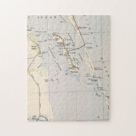 kaart van Roanoke Island & Outer Banks NC Legpuzzel (Verticaal)