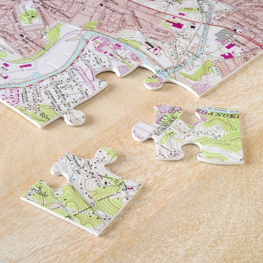 kaart van Roanoke Virginia (1963) Legpuzzel (Zijkant)