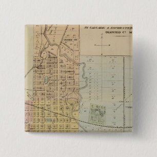 Kaart van Rochester, Minnesota Vierkante Button 5,1 Cm