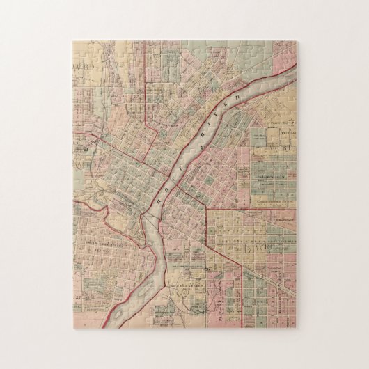  kaart van Rockford IL (1886) Legpuzzel (Verticaal)