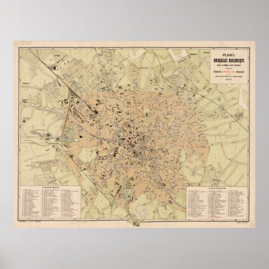  kaart van Roemenië in Boekarest (1911) Poster (Voorkant)
