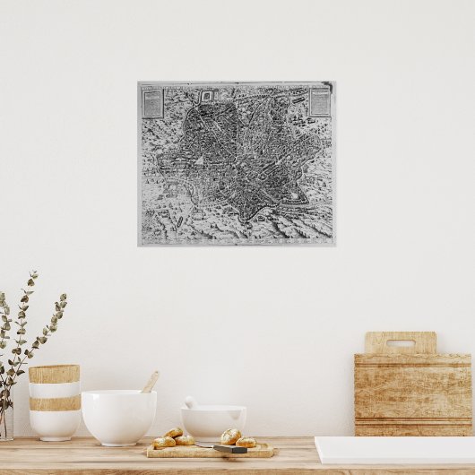 Kaart van Rome, 1579 Poster (Keuken)