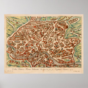  kaart van Rome Italië (1660) Poster