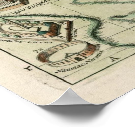  kaart van Rome Italië (1719) Poster (Hoek)