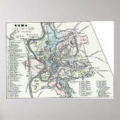  kaart van Rome Italië (1862) Poster (Voorkant)