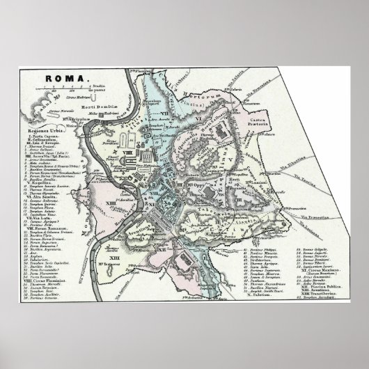  kaart van Rome Italië (1862) Poster (Voorkant)