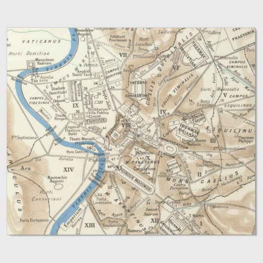  kaart van Rome Italië (1870) Cadeaupapier (Vlak)