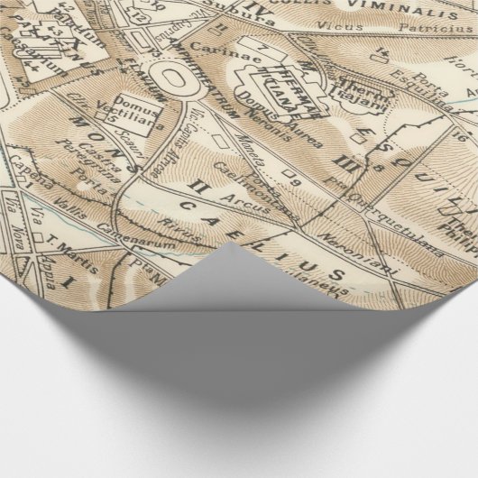  kaart van Rome Italië (1870) Cadeaupapier (Hoek)