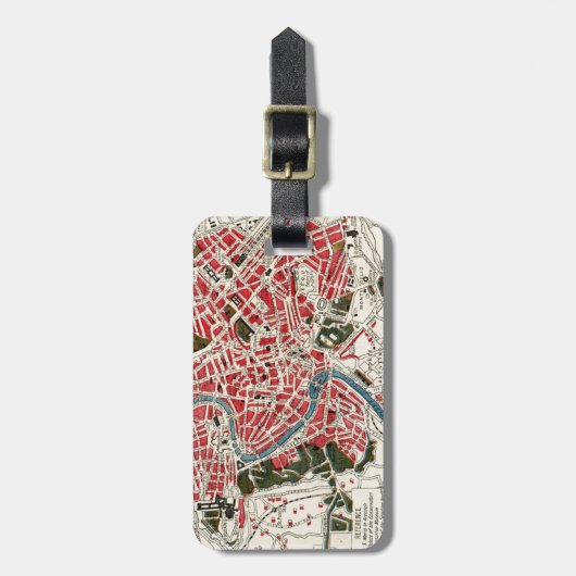  kaart van Rome, Italië. Bagagelabel (Voorkant verticaal)