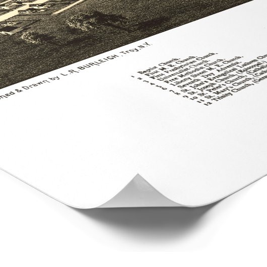 Kaart van Rome, New York vanaf 1886 Poster (Hoek)