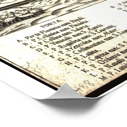 Kaart van Rome tijdens de renaissance Poster (Hoek)