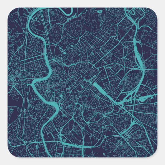 Kaart van Rome Vierkante Sticker (Voorkant)