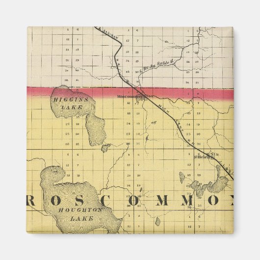 Kaart van Roscommon County Magneet (Voorkant)