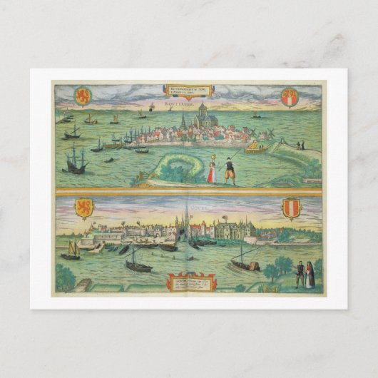 Kaart van Rotterdam en Gouda, van 'Civitates Orbis (Voorkant)