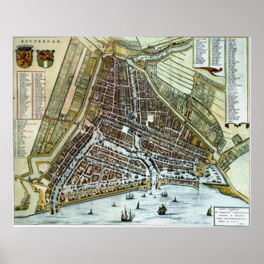  kaart van Rotterdam Nederland (1649) Poster (Voorkant)