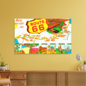 Kaart van Route 66 van Los Angeles aan Chicago Canvas Afdruk (Insitu (Woonkamer))