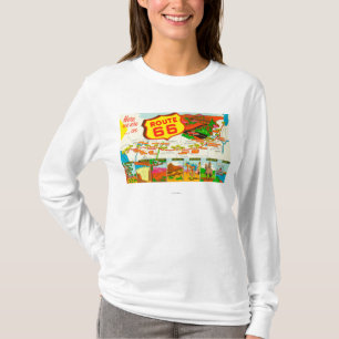 Kaart van Route 66 van Los Angeles aan Chicago T-shirt
