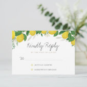 Kaart van RSVP, vers en bijtend lemon Wedding RSVP (Staand voorkant)