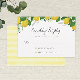 Kaart van RSVP, vers en bijtend lemon Wedding RSVP