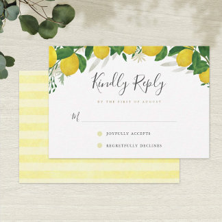 Kaart van RSVP, vers en bijtend lemon Wedding RSVP