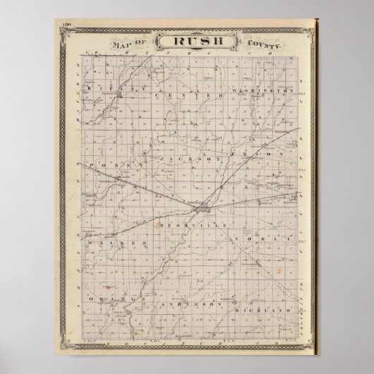 Kaart van Rush County Poster (Voorkant)