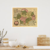 Kaart van Rusland en Siberië 1706 Poster (Keuken)