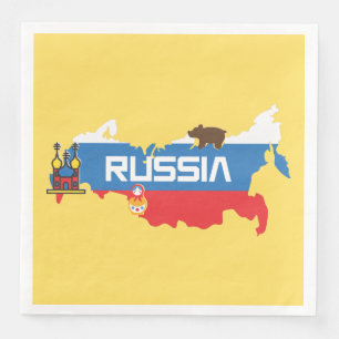 Kaart van Rusland met witte blauwe en rode vlag bi Servet
