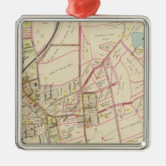 Kaart van Rye, New York Metalen Ornament (Voorkant)