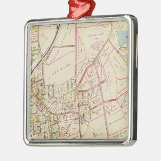 Kaart van Rye, New York Metalen Ornament (Links)