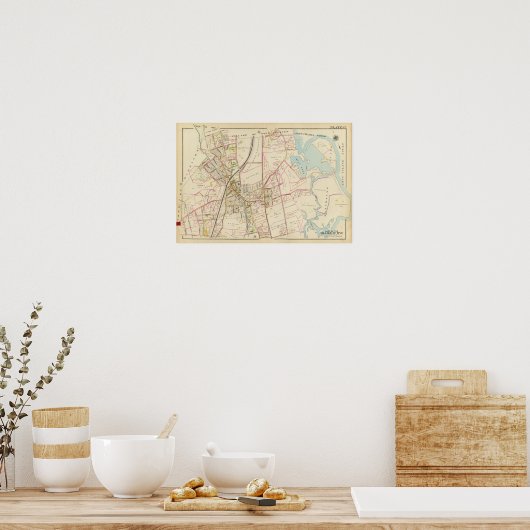 Kaart van Rye, New York Poster (Keuken)