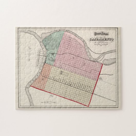  kaart van Sacramento CA (1873) Legpuzzel (Horizontaal)