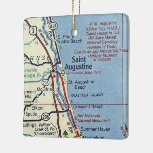  kaart van Saint Augustine FL Keramisch Ornament (Links)