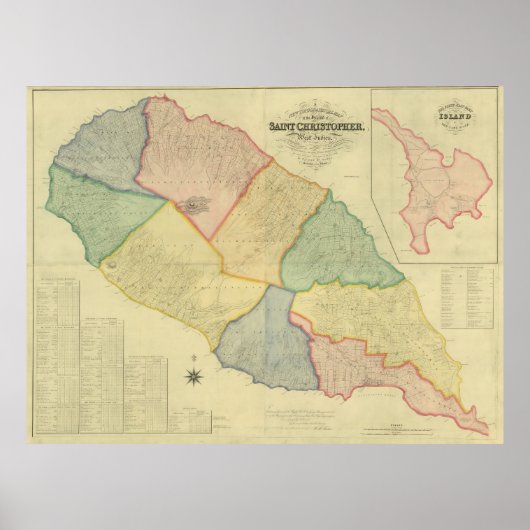  kaart van Saint Kitts (1828) Poster (Voorkant)