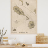 kaart van Saint Kitts en Nevis (1872) Poster (Keuken)